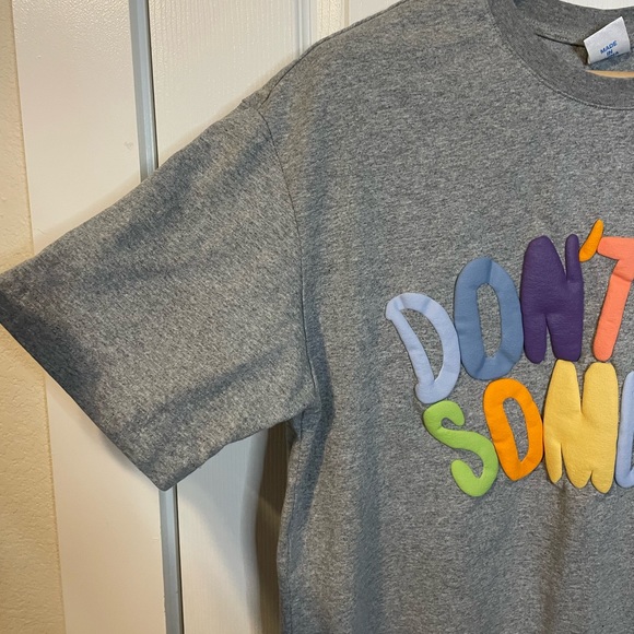 New Wave Street Culture Design heather gray tee w/ puffy Don’t Say So Much sz M - Picture 3 of 10
